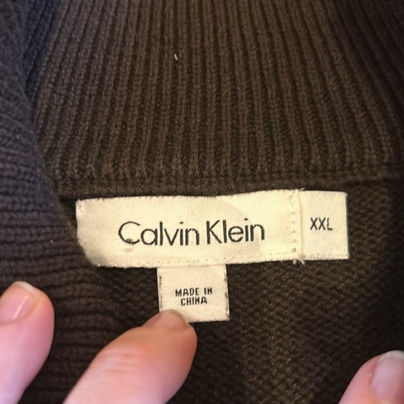 Calvin Klein Brown Cable Half Zip Sweater - Picture 4 of 5